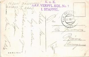 1915 Children art postcard. B.K.W.I. 771-4. + "K.u.K. Kav. Verpfl. Kol. No. 7. I. Staffel"...