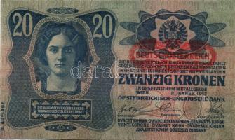 1913. 20K piros, vízszintes "Deutschösterreich" fny-sal T:I