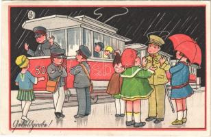 1927 Tram art postcard (EK)
