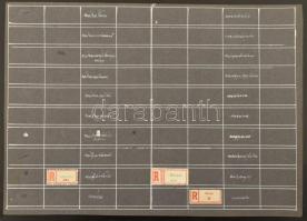 Több száz ajánlási ragjegy betűrendbe rendezve, házi készítésű kiállítási lapokon