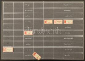 Több száz ajánlási ragjegy betűrendbe rendezve, házi készítésű kiállítási lapokon