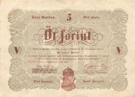 1848. 5Ft "Kossuth-bankó" T:II