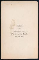 "A rossz könyv", antik színezett fénynyomat, hátoldalán feliratozott (Brochart 1078), kiss...