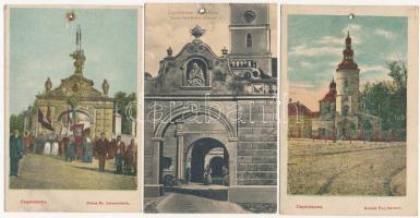 Czestochowa, Czenstochau; - 3 pre-1945 postcards with holes