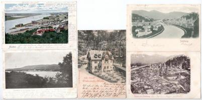 5 db RÉGI osztrák város képeslap vegyes minőségben / 5 pre-1905 Austrian town-view postcards in mixed quality