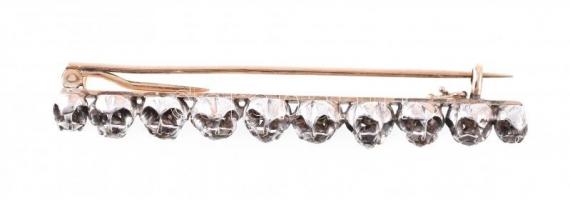 Arany(Au) 14K melltű, ezüst (Ag) foglalatú 10 db gyémánt kővel, jelzés nélkül, bruttó: 9,78 g