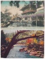 4 db RÉGI japán város képeslap vegyes minőségben / 4 pre-1945 Japanese town-view postcards in mixed quality