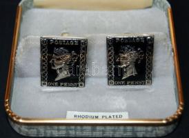 Nagy-Britannia 1960-as évek mandzsettagomb párban "Black Penny" képével, eredeti díszdobozban