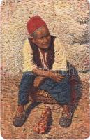 Gruss aus Bosnien und Hercegovina / Bosnian folklore art postcard s: Bozzarich (vágott / cut)