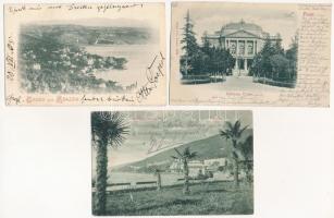 3 db RÉGI horvát képeslap, Abbazia és Fiume / 3 pre-1910 Croatian postcards: Opatija and Rijeka