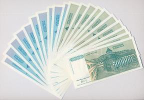 Jugoszlávia 1993. 500.000D (10x, közte több sorszámkövető és közeli sorszám) + 1994. 5000D (10x, köz...