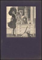 Franz von Bayros (1866-1924): Cest le bonhomme de Tante Fifine, vous en serez toute contente!, erotikus heliogravűr, papír kartonon, jelzés nélkül, 14×14 cm
