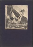 Franz von Bayros (1866-1924): Le Bain bien Chaud, erotikus heliogravűr, papír kartonon, jelzés nélkül, 14×14 cm