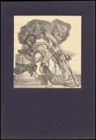 Franz von Bayros (1866-1924): 'Le fille du bourreau Chinois', erotikus heliogravűr, papír kartonon, jelzés nélkül, 14×14 cm