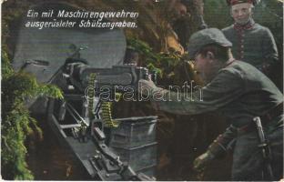 1915 Ein mit Maschinengewehren ausgerüsteter Schützengraben / WWI German military, machine gun (EK)