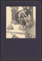 Franz von Bayros (1866-1924): 'Aristophanes Lysistrata', erotikus heliogravűr, papír kartonon, jelzés nélkül, 14×14 cm