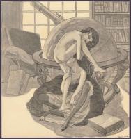 Franz von Bayros (1866-1924): 'Lecon de Géographie', erotikus heliogravűr, papír kartonon,...