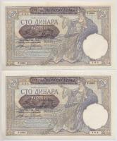 Szerbia / Német megszállás 1941. 100D (4x) közte 2db sorszámkövető pár T:I-
Serbia / German occupat...