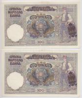 Szerbia / Német megszállás 1941. 100D (4x) közte 2db sorszámkövető pár T:I-
Serbia / German occupat...
