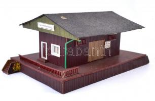 Nagy vasútmodell tartozék tétel. Terepasztal tárgyak, sok sín, váltók, építmények, házak, TT és OWO ...