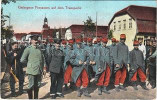 1916 Gefangene Franzosen auf dem Transporte / WWI German military, transporting French POW (prisoners of war) (EK)