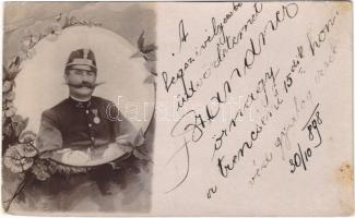 1898 Brandner őrnagy a trencséni 15. honvéd gyalogezredből / Austro-Hungarian K.u.K. military, Major Brandner. photo (vágott / cut)