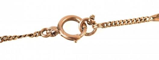 Arany (Au) 14K lánc, porcelán Mária medállal, jelzett, h: 48 cm, bruttó: 21,69 g