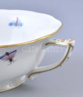 Herendi Rotschild mintás leveses csésze alátéttel. Kézzel festett, jelzett, hibátlan. Csésze d: 13,8...