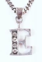 Ezüst(Ag) karkötő, E függővel, jelzett, h: 19 cm, bruttó: 7,37 g