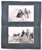 1932 Balatonföldvári kikötőben vitorlás versenyt nézők. 4 db fotólap albumlapon