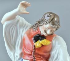 Herendi porcelán táncoló juhász, kézzel festett, jelzett, hibátlan, m: 29,5 cm