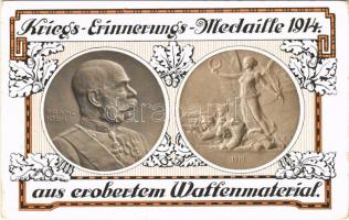 Kriegs-Erinnerungs-Medaille 1914 aus erobertem Waffenmaterial / WWI Austro-Hungarian K.u.K. military, War Memorial Medal made from captured weapon material, support fund. K.u.K. Kriegsfürsorgeamt (EK)