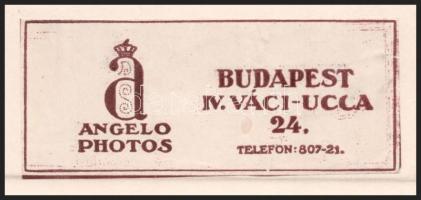 cca 1930 Angelo (1894-1974) budapesti fényképész és fotóművész műtermében készült, aláírással és hát...