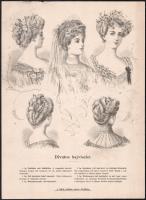 cca 1900 A Divatos hajviselet. Női frizurákat bemutató tábla 24x34 cm
