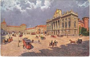 Torino, Turin; Piazza Castello col Palazzo Reale / square, royal palace, tram (EK)