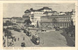1944 Warszawa, Varsovie, Warschau, Warsaw; Großestheater / Teatr Wielki / theatre, tram, automobile (tiny hole)