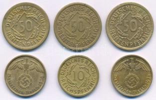 Németország / Weimar Köztársaság 1924. 20pf Al-Br (3x) "A" és "E" verdejelek + 1...