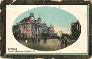 1913 Budapest VI. Nyugati pályaudvar, vasútállomás, villamos (EB)