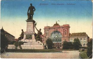Budapest VII. Keleti pályaudvar, vasútállomás, Baross szobor (EB)