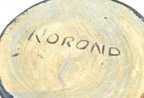 Korondi kerámia váza. Mázas kerámia, népies díszítéssel, Jelzett. 34 cm