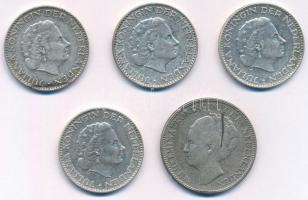 Hollandia 1930. 2G Ag + 1956. 1G Ag (3x) + 1957. 1G Ag T:2,2- patina
Netherlands 1930. 2 Gulden Ag ...