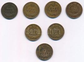 Amerikai Egyesült Államok 1901-1907. 1c Br "Indián fej" (7x) közte 4xklf évjárat T:2-3 
U...