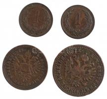 Vegyes: 1851B 1kr Cu + 1902KB 1kr Cu (2x) + Ausztria 1851A 2kr Cu T:2,2-