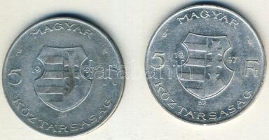 1947. 5Ft Ag "Kossuth" (2x) T:2/3,3