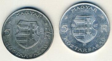 1947. 5Ft Ag "Kossuth" (2x) T:2/3,3