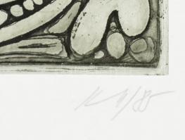 Kass János (1927-2010): Mulandóság. Rézkarc, papír, jelzett, számozott (82/300). Üvegezett fa keretb...