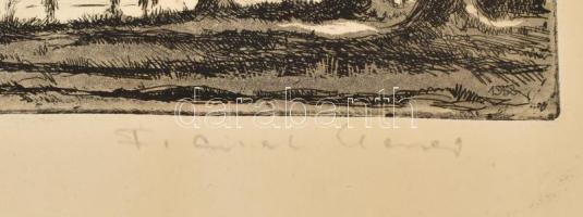 Olvashatatlan jelzéssel: Kis Duna. Rézkarc, papír, jelzett, 31×41 cm