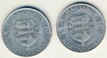 1947. 5Ft Ag "Kossuth" (2x) T:2/3,3