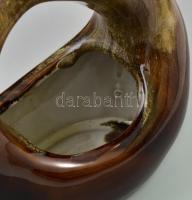 Róka-pár mázas kerámia asztali dísz, tartó. Jelzés nélkül, hibátlan. 27 cm