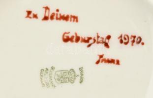 Schumann Bavaria design váza. Piros, fehér, arany. Kézzel festett, jelzett, kopásokkal / Design vase...